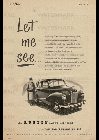 1950 AUSTON A40 DEVON SALOON ENGLISH UK AD ART PRINT POSTER