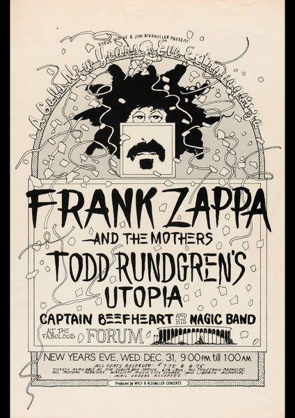 FRANK ZAPPA TODD RUNDGREN 1975 VINTAGE CONCERT POSTER REPRINT