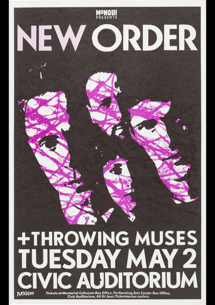 NEW ORDER THROWING MUSES 1989 VINTAGE CONCERT POSTER REPRINT – WOW