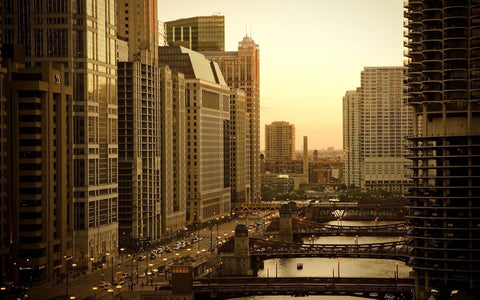 CHICAGO TWILIGHT GICLEE CANVAS ART PRINT POSTER