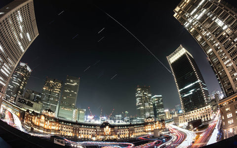 CITY FISHEYE TIMELINE VIEW GICLEE CANVAS ART PRINT POSTER