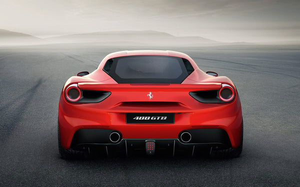 FERRARI 488 GTB BACK VIEW GICLEE CANVAS ART PRINT POSTER – WOW Posters