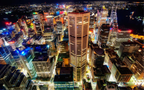 SYDNEY AUSTRALIA NIGHT GICLEE CANVAS ART PRINT POSTER