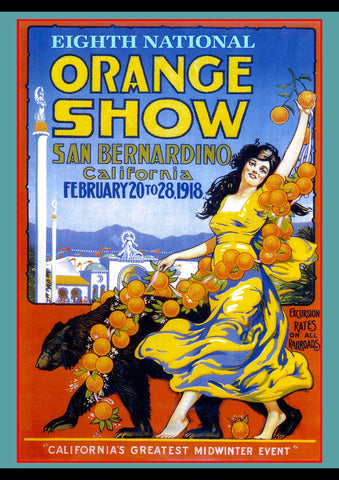 1918 8TH NATIONAL ORANGE SHOW SAN BERNADINO CALIFORNIA AD ART PRINT POSTER