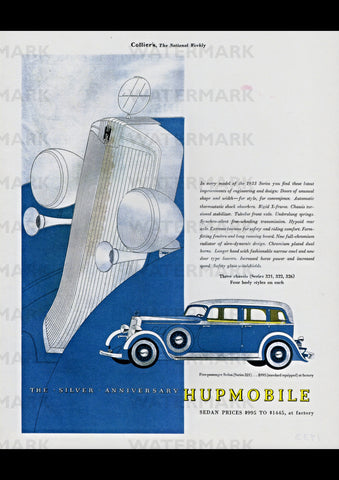 1933 SILVER ANNIVERSARY HUPMOBILE US REPRO AD ART PRINT POSTER