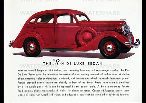 1935 REO DE LUXE SEDAN AD ART PRINT POSTER