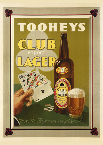 1935 TOOHEYS CLUB EXPORT LAGER BEER AUSSIE REPRO AD ART PRINT POSTER