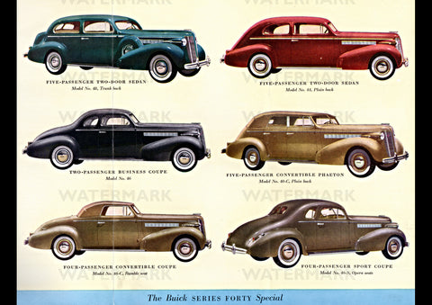 1937 BUICK SERIES FORTY SPECIAL USA AD ART PRINT POSTER