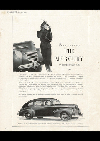 1939 MERCURY 4 DOOR SLOPER FORD AUSSIE AD ART PRINT POSTER