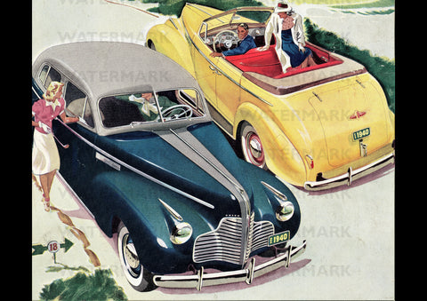 1940 BUICK SUPER SEDAN & CONVERTIBLE PHAETON USA AD ART PRINT POSTER