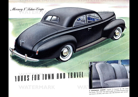 1940 MERCURY 8 SEDAN COUPE USA AD ART PRINT POSTER