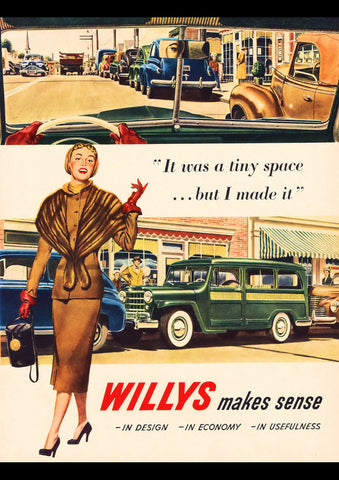 1940s WILLYS AUTO JEEP USA AD ART PRINT POSTER