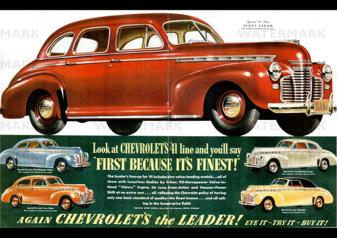 1941 CHEVROLET SPECIAL DELUXE USA REPRO AD ART PRINT POSTER