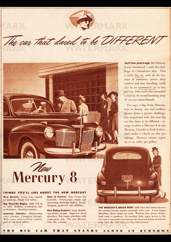 1941 MERCURY 8 SEDAN USA AD ART PRINT POSTER