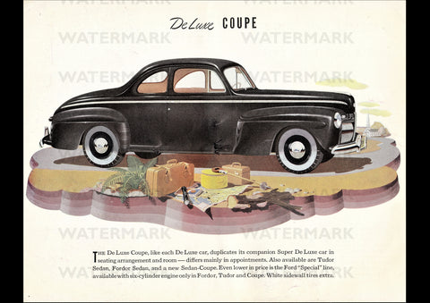 1942 FORD DELUXE COUPE USA AD ART PRINT POSTER