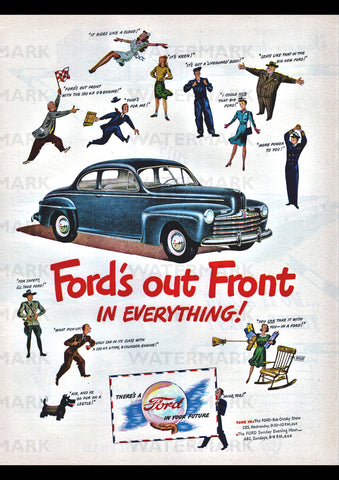 1946 FORD CLUB SEDAN USA AD ART PRINT POSTER