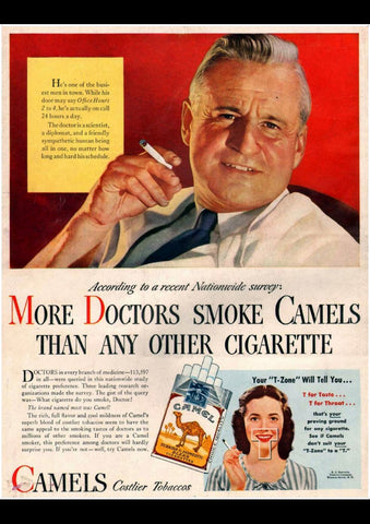 1946 MORE DOCTORS SMOKE CAMEL THAN ANY OTHER CIGARETTE AD ART PRINT POSTER