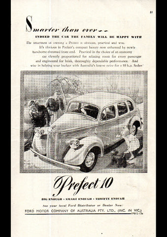 1949 FORD PREFECT 10 SEDAN AUSSIE AD ART PRINT POSTER