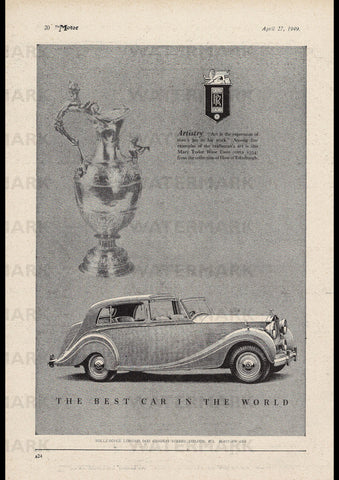 1949 ROLLS ROYCE ENGLISH UK AD ART PRINT POSTER