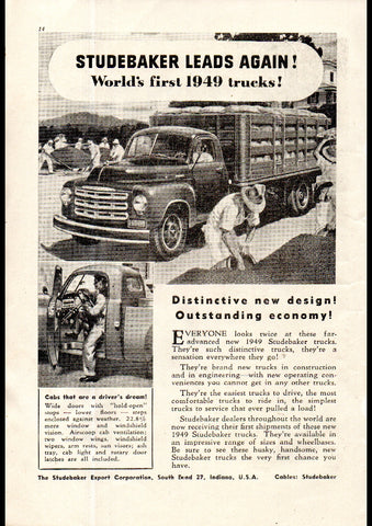 1949 STUDEBAKER TRUCK AUSSIE AD ART PRINT POSTER