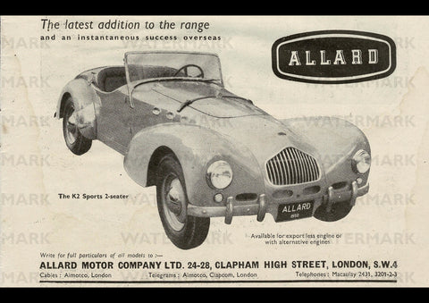 1950 ALLARD K2 SPORTS 2 SEATER ENGLISH UK AD ART PRINT POSTER