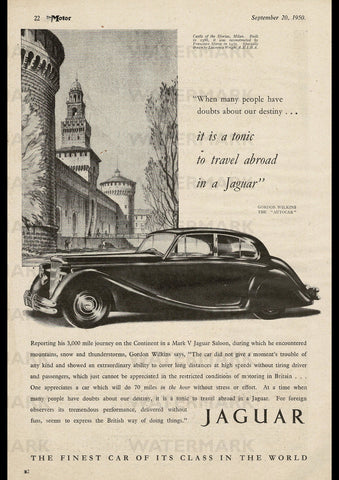 1950 JAGUAR MARK V SALOON ENGLISH UK AD ART PRINT POSTER