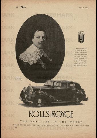 1950 ROLLS ROYCE SALOON ENGLISH UK AD ART PRINT POSTER