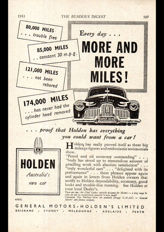 1951 48-215 FX HOLDEN SEDAN AUSSIE AD ART PRINT POSTER