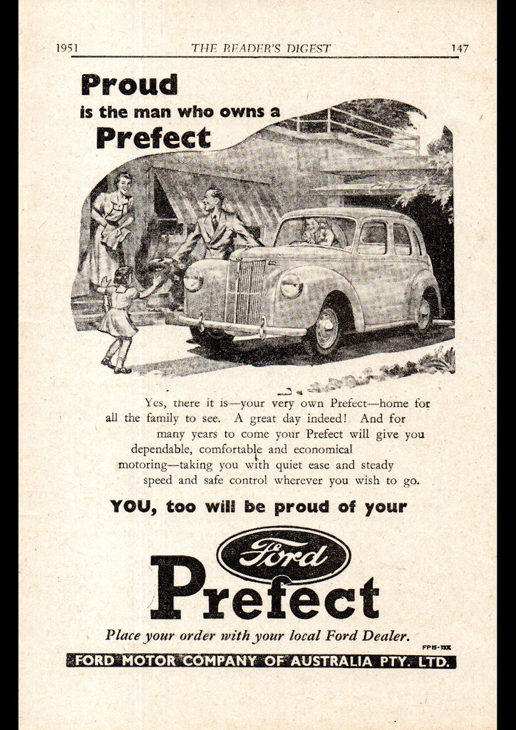 1951 FORD PREFECT SEDAN AUSSIE AD ART PRINT POSTER – WOW Posters