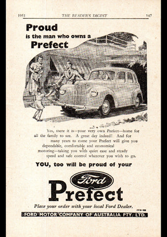 1951 FORD PREFECT SEDAN AUSSIE AD ART PRINT POSTER