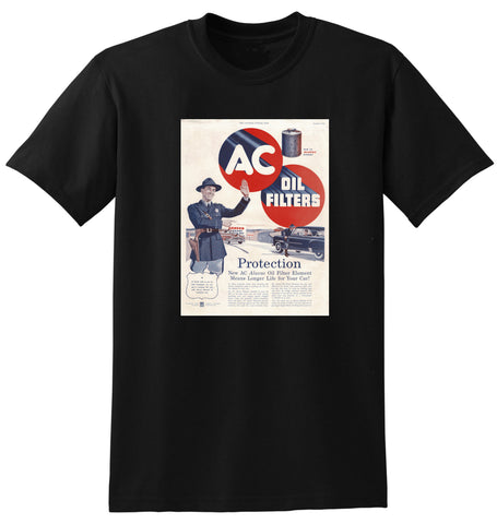 1951 GM GENERAL MOTORS AC OIL FILTERS USA AD TSHIRT