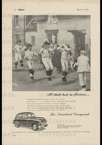 1951 STANDARD VANGUARD SALOON ENGLISH UK AD ART PRINT POSTER