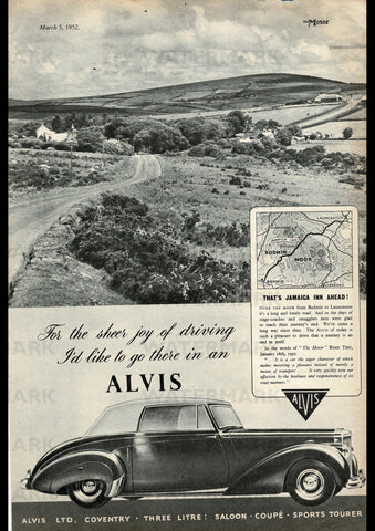 1952 ALVIS THREE LITRE COUPE ENGLISH UK AD ART PRINT POSTER