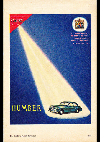 1952 HUMBER ROOTES GROUP AUSSIE REPRO AD ART PRINT POSTER