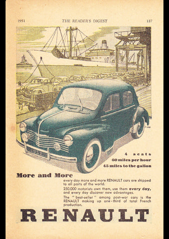 1952 RENAULT 4 SEAT 750 AUSSIE REPRO AD ART PRINT POSTER