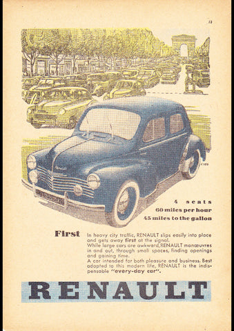 1952 RENAULT 4 SEAT 750 AUSSIE REPRO AD ART PRINT POSTER