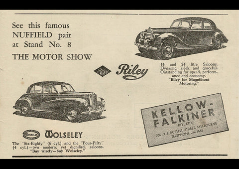 1952 RILEY & WOLSELEY NUFFIELD AUSSIE REPRO AD ART PRINT POSTER