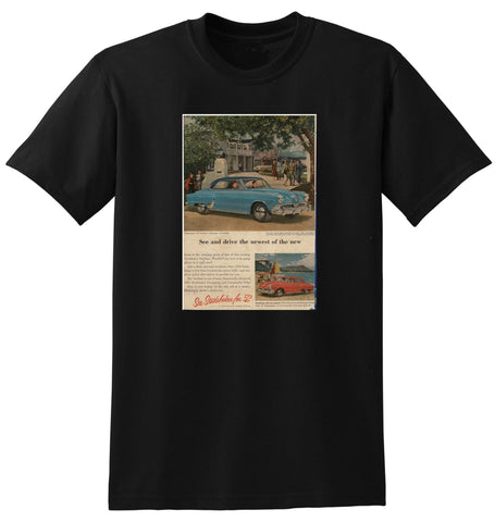 1952 STUDEBAKER COMMANDER V8 STARLINER HARDTOP & CHAMPION USA AD TSHIRT