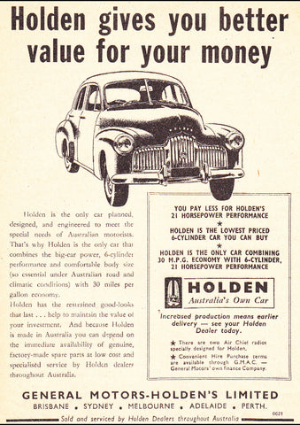 1953 48-215 FX HOLDEN AUSSIE REPRO AD ART PRINT POSTER