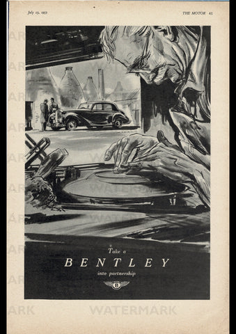 1953 BENTLEY SALOON ENGLISH UK REPRO AD ART PRINT POSTER