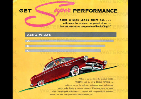 1954 AERO WILLYS USA REPRO AD ART PRINT POSTER