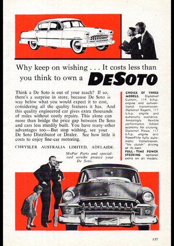 1954 DESOTO SEDAN CHRYSLER AUSSIE REPRO AD ART PRINT POSTER