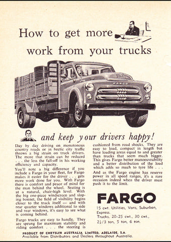 1954 DODGE FARGO CHRYSLER AUSSIE REPRO AD ART PRINT POSTER