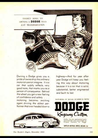 1954 DODGE KINGSWAY CUSTOM SEDAN AUSSIE REPRO AD ART PRINT POSTER