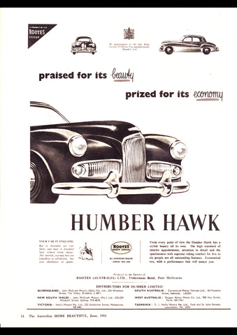 1954 HUMBER HAWK ROOTES GROUP AUSSIE REPRO AD ART PRINT POSTER