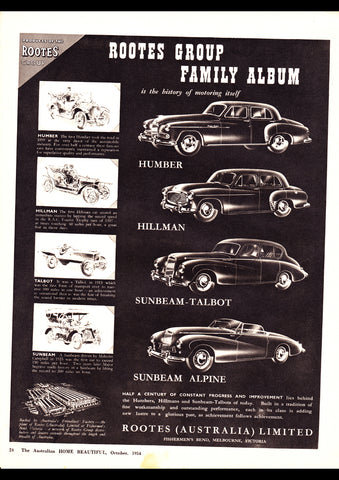 1954 ROOTES GROUP HILLMAN HUMBER SUNBEAM AUSSIE REPRO AD ART PRINT POSTER