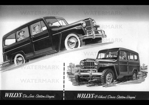 1954 WILLYS DELUXE 4 WHEEL DRIVE STATION WAGON USA REPRO AD ART PRINT POSTER