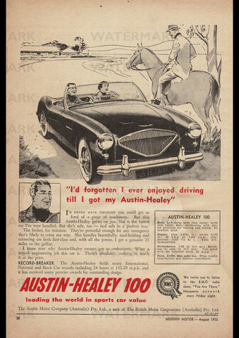 1955 AUSTIN HEALEY 100 SPORTS AUSSIE REPRO AD ART PRINT POSTER