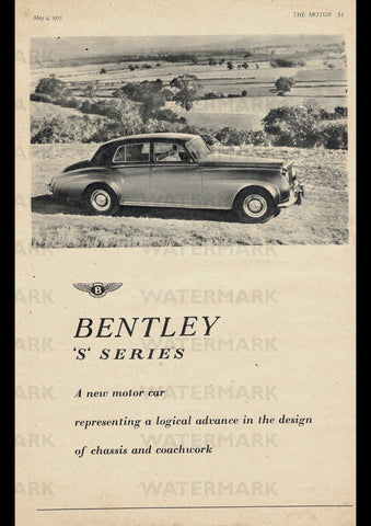 1955 BENTLEY S SERIES SALOON ENGLISH UK REPRO AD ART PRINT POSTER