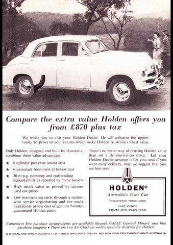 1955 FJ HOLDEN SEDAN AUSSIE REPRO AD ART PRINT POSTER